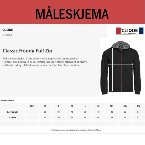 Classic Hoody Full Zip flosset (H) - Bilde 2