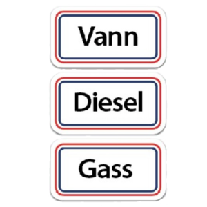 NB - Vann Diesel Gass merker til Bobilen