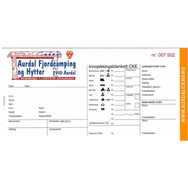 Campingkvittering spesial Liggende - Bilde 3