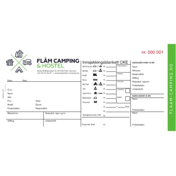 Campingkvittering spesial Liggende