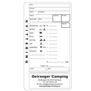 Campingkvittering spesial Stående