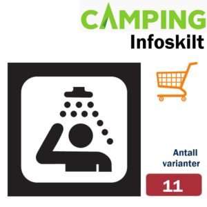 Infoskilt  Camping Svart ramme 15x15 cm