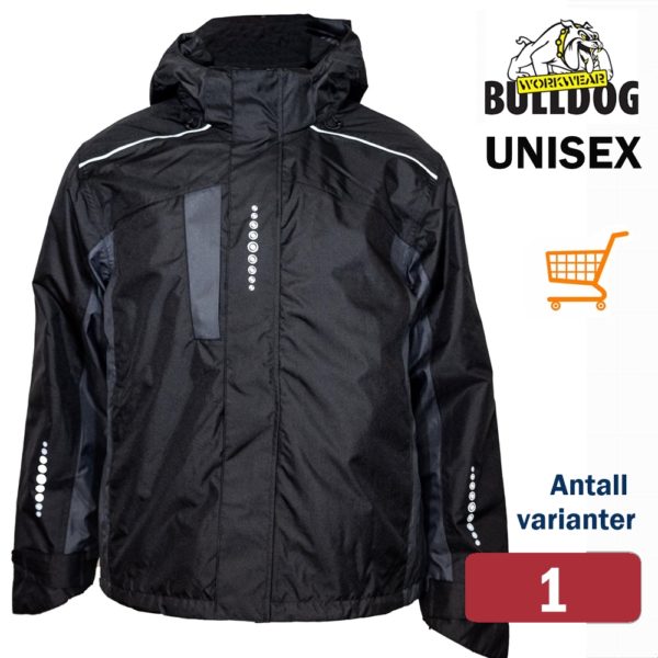 806650 Bulldog softshelljakke, svart, Vannavisende og avtagbar hette