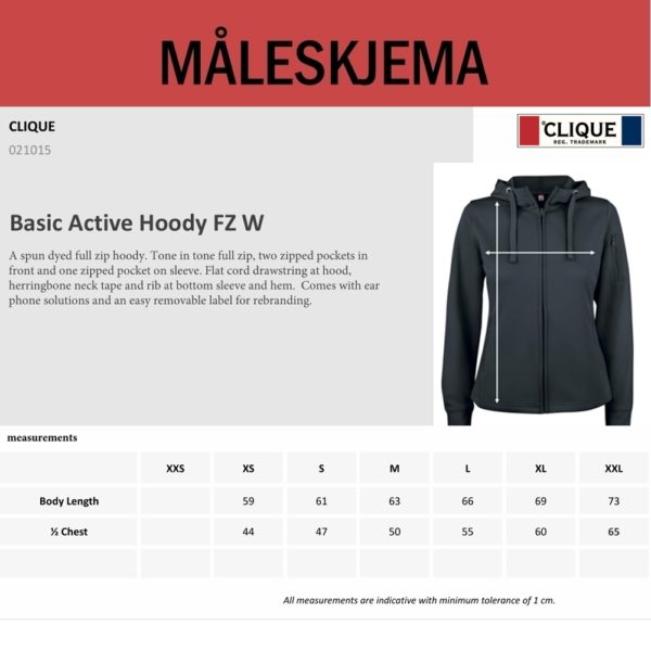 Basic Active Hoody Full Zip (D) glatt - Bilde 3